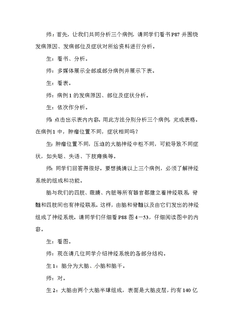 2021年人教版七年级生物下册 第6章第2节  神经系统的组成 教案03