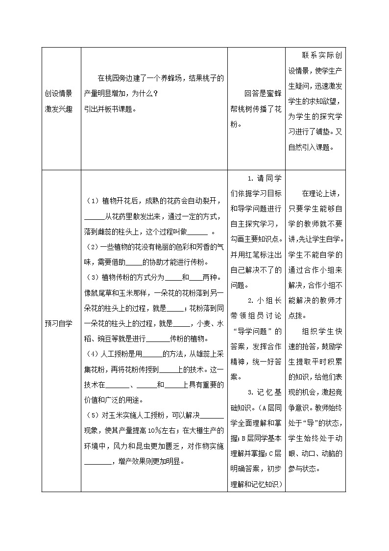 2020年济南版八年级生物上册4.1.2传粉与受精 教案第2页
