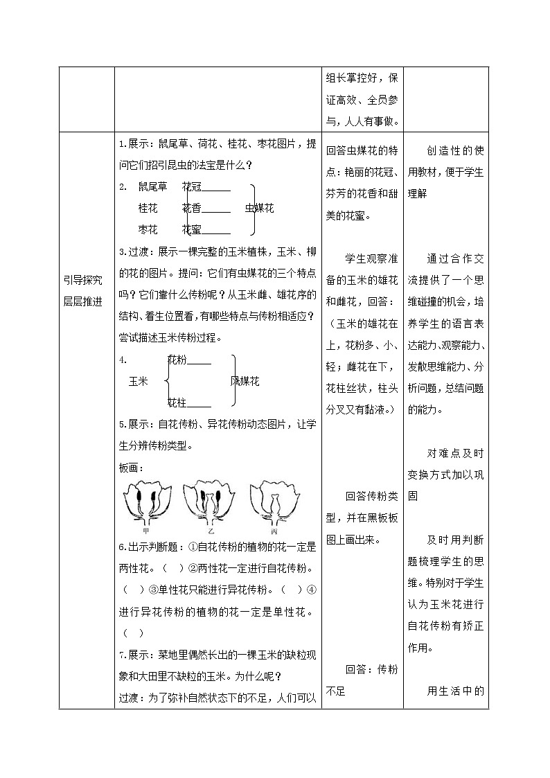 2020年济南版八年级生物上册4.1.2传粉与受精 教案第3页