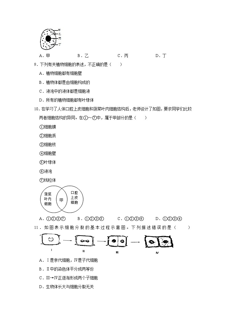 2020-2021学年江苏省盐城市滨海县七年级（上）期中生物试卷   解析版02