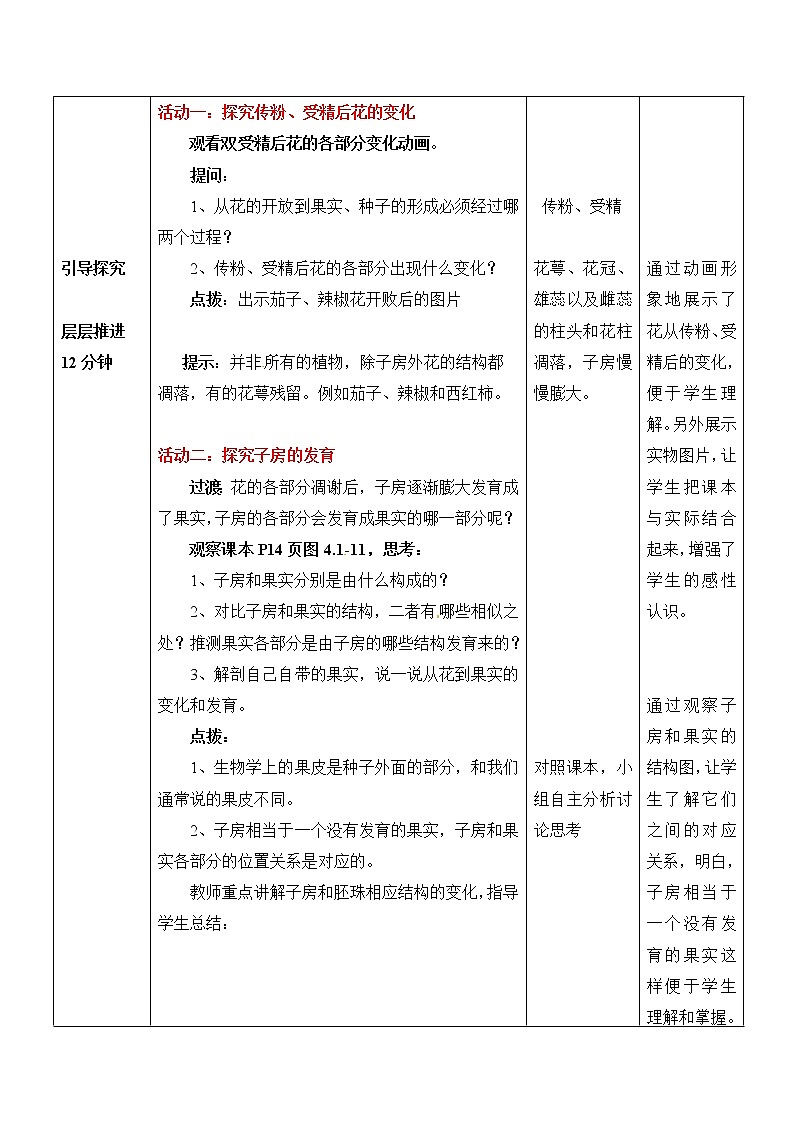 济南版八年级生物上册教案 4-1-3 成品果实和种子的形成（第一课时）03