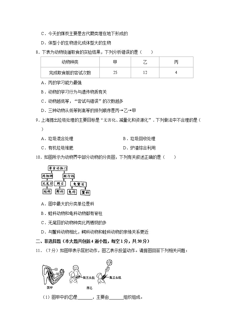 2020-2021学年辽宁省鞍山市岫岩县八年级（上）质检生物试卷（12月份）    解析版02