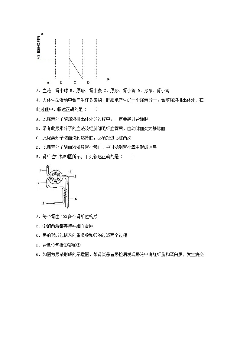 2021年人教版七年级生物下册 第5章 人体内废物的排出  尖子生题(含答案)02