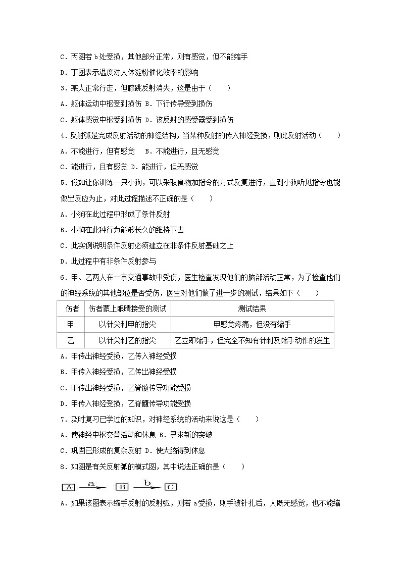 2021年人教版七年级生物下册 第6章第3节 神经调节的基本方式 尖子生题(含答案)第2页