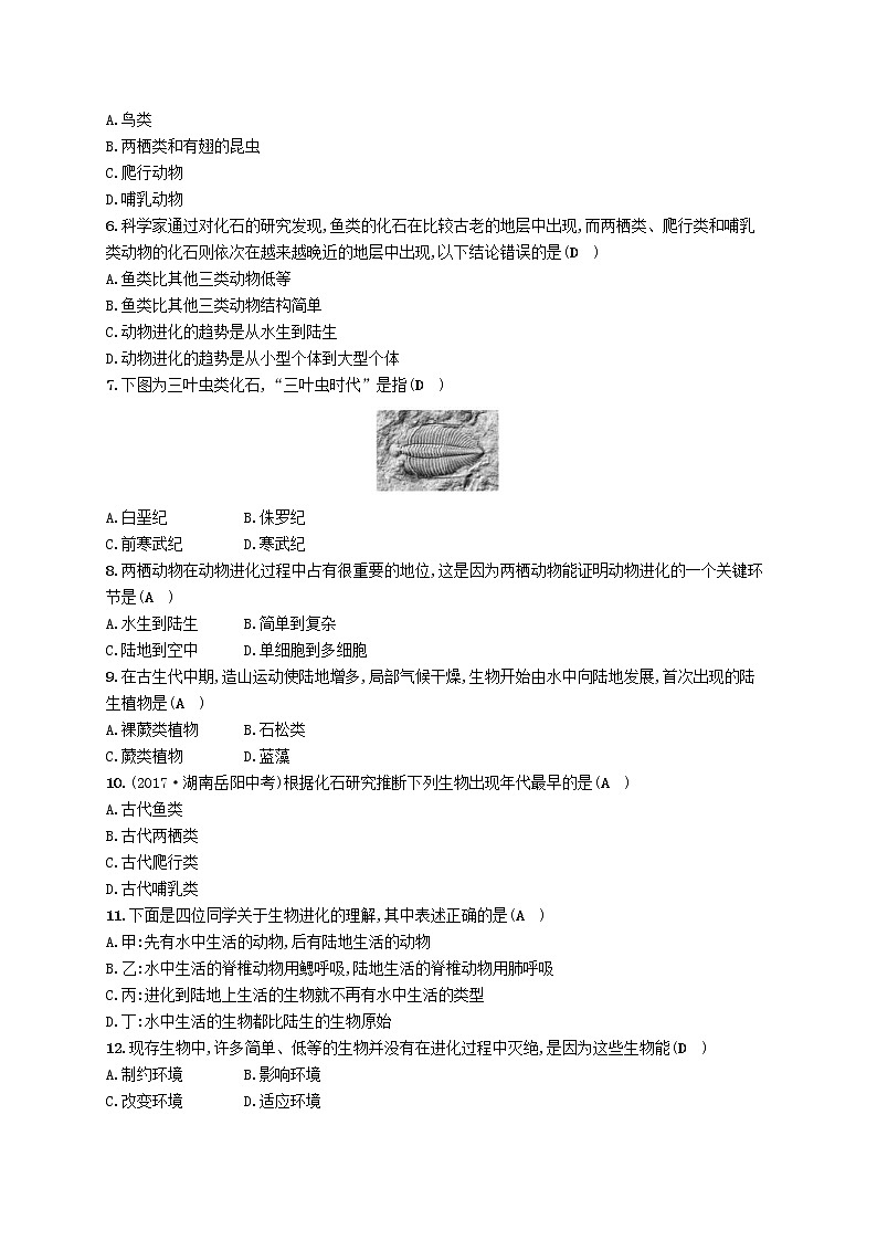 2021年北师大版八年级生物下册第21章 生命的发生和发展 阶段测评(含答案)02