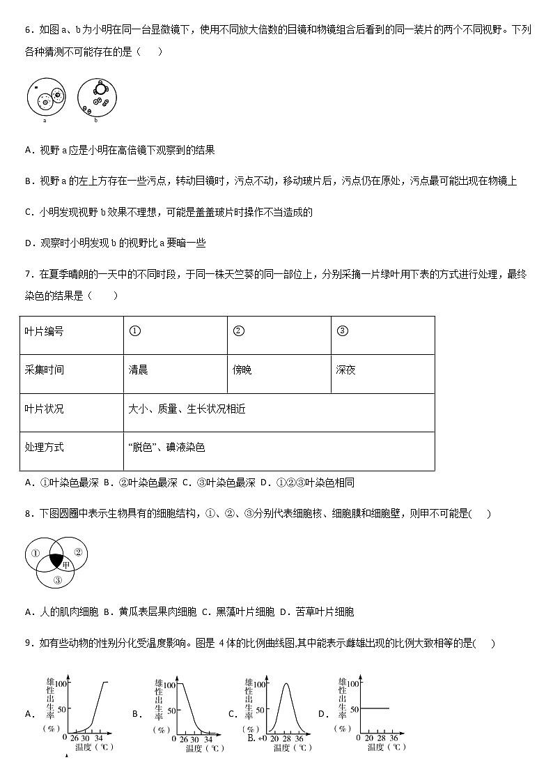 2020-2021学年第一学期平山天阳国际学校 七年级生物上册 期末复习题（四）02