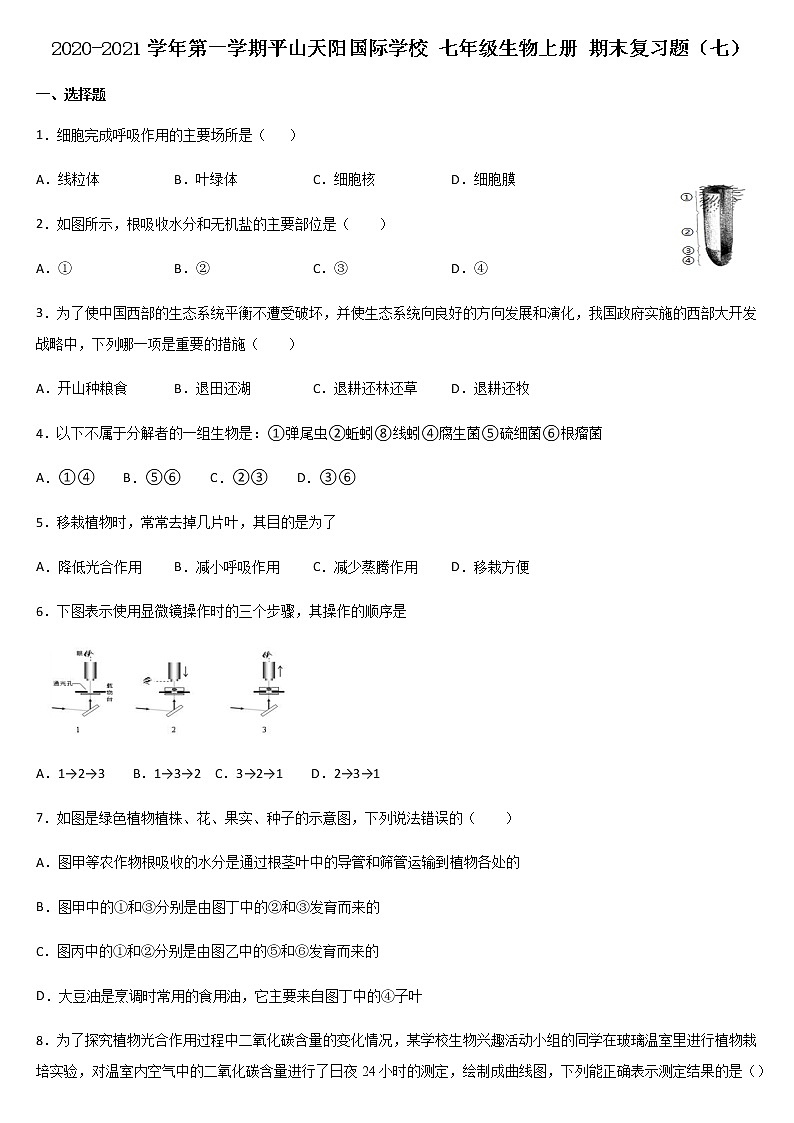 2020-2021学年第一学期平山天阳国际学校 七年级生物上册 期末复习题（七）01