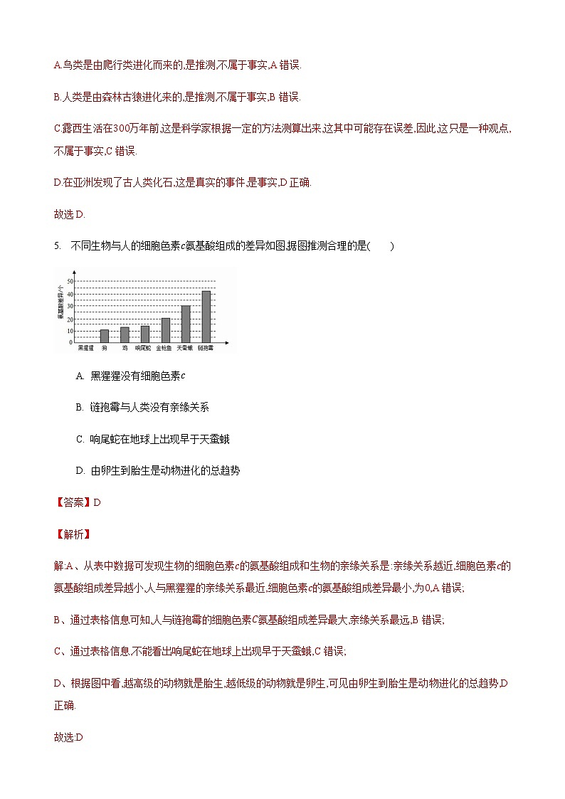 23.4 人类的起源和进化（练习）（解析版）第3页