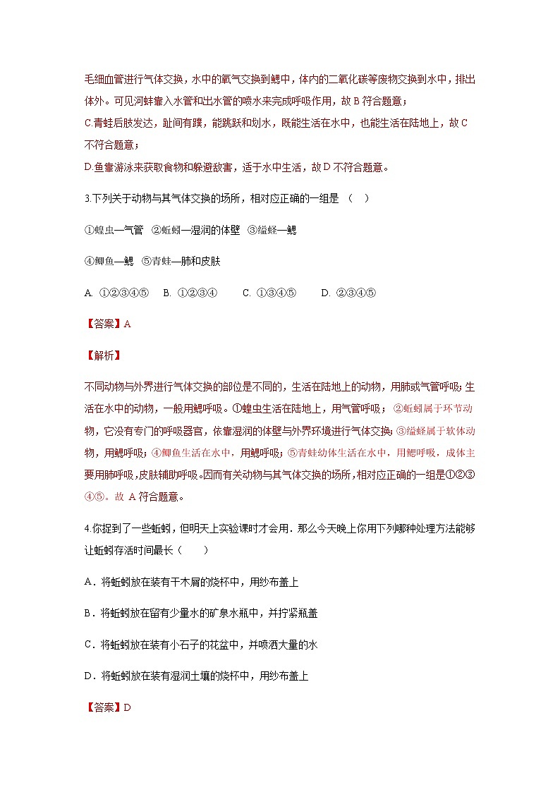 13.1 土壤里的小动物（练习）（解析版）02