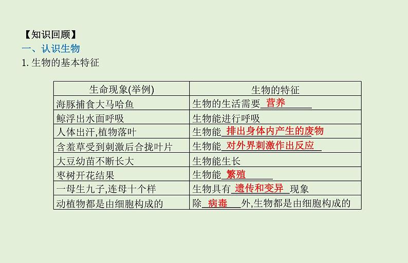 2021年春人教版生物中考教材梳理：第1单元 生物和生物圈 课件02