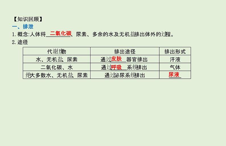 2021年春人教版生物中考教材梳理：第4单元 人体内废物的形成和排出  课件02