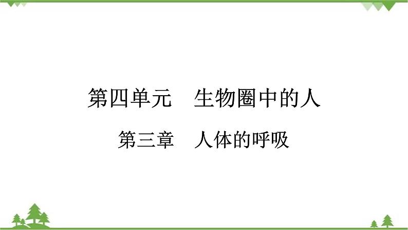 2021年生物中考人教版复习课件：第4单元 第3章 人体的呼吸01