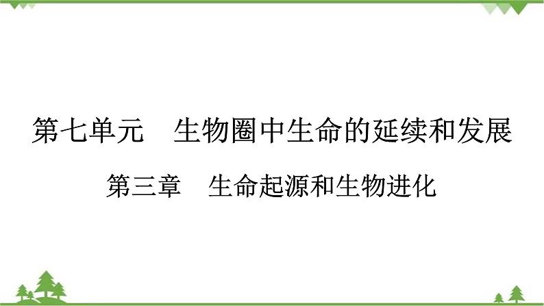 2021年生物中考人教版复习课件：第7单元 第3章 生命起源和生物进化01