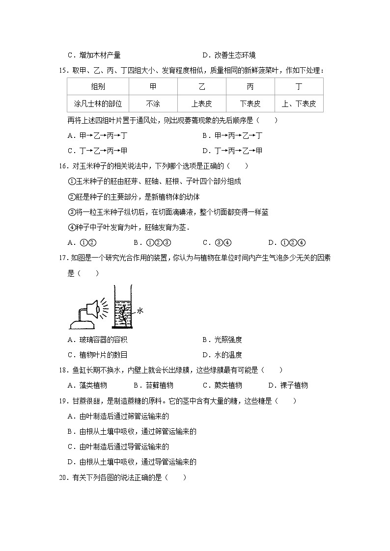 2020-2021学年河北省唐山市乐亭县七年级（上）期末生物试卷    含答案解析03