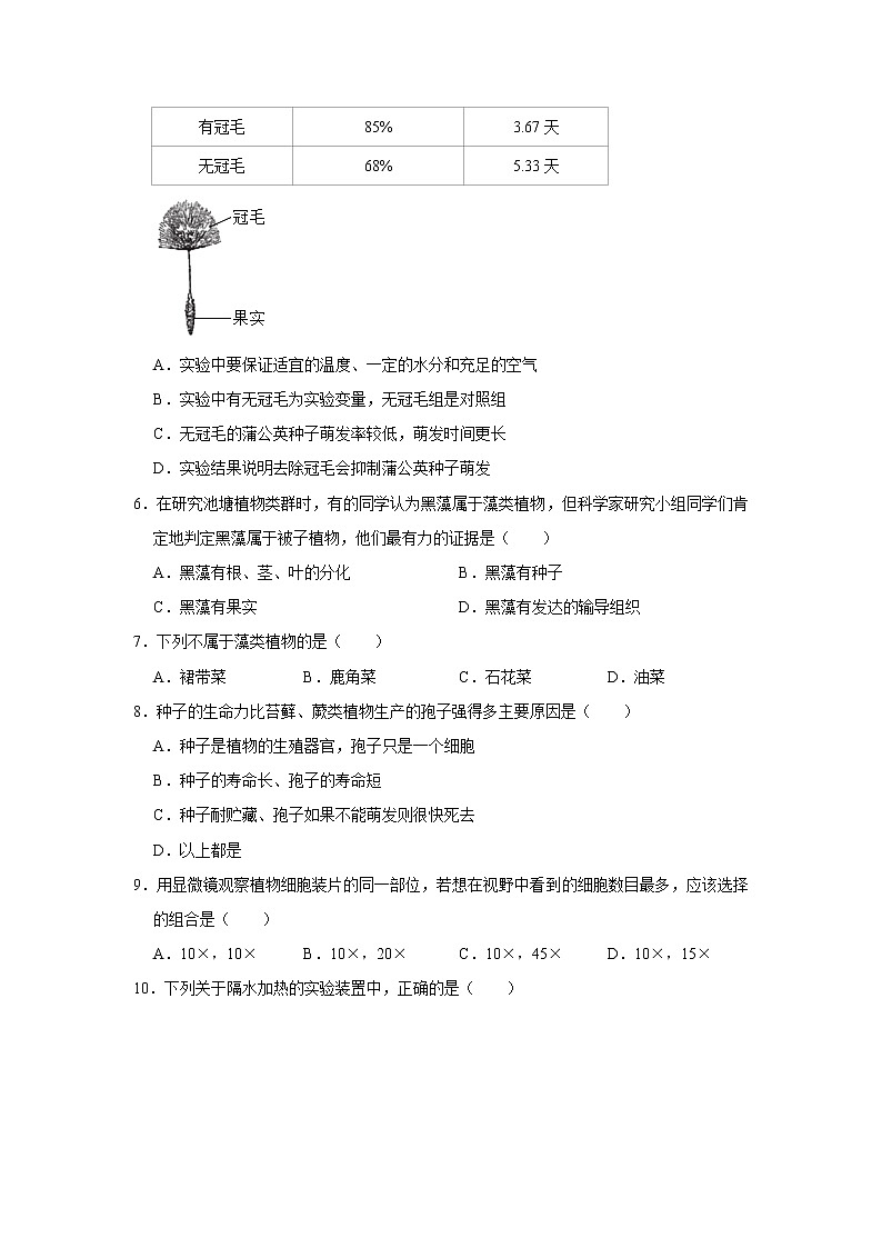 2020-2021学年辽宁省葫芦岛市绥中县七年级（上）期末生物试卷    解析版02