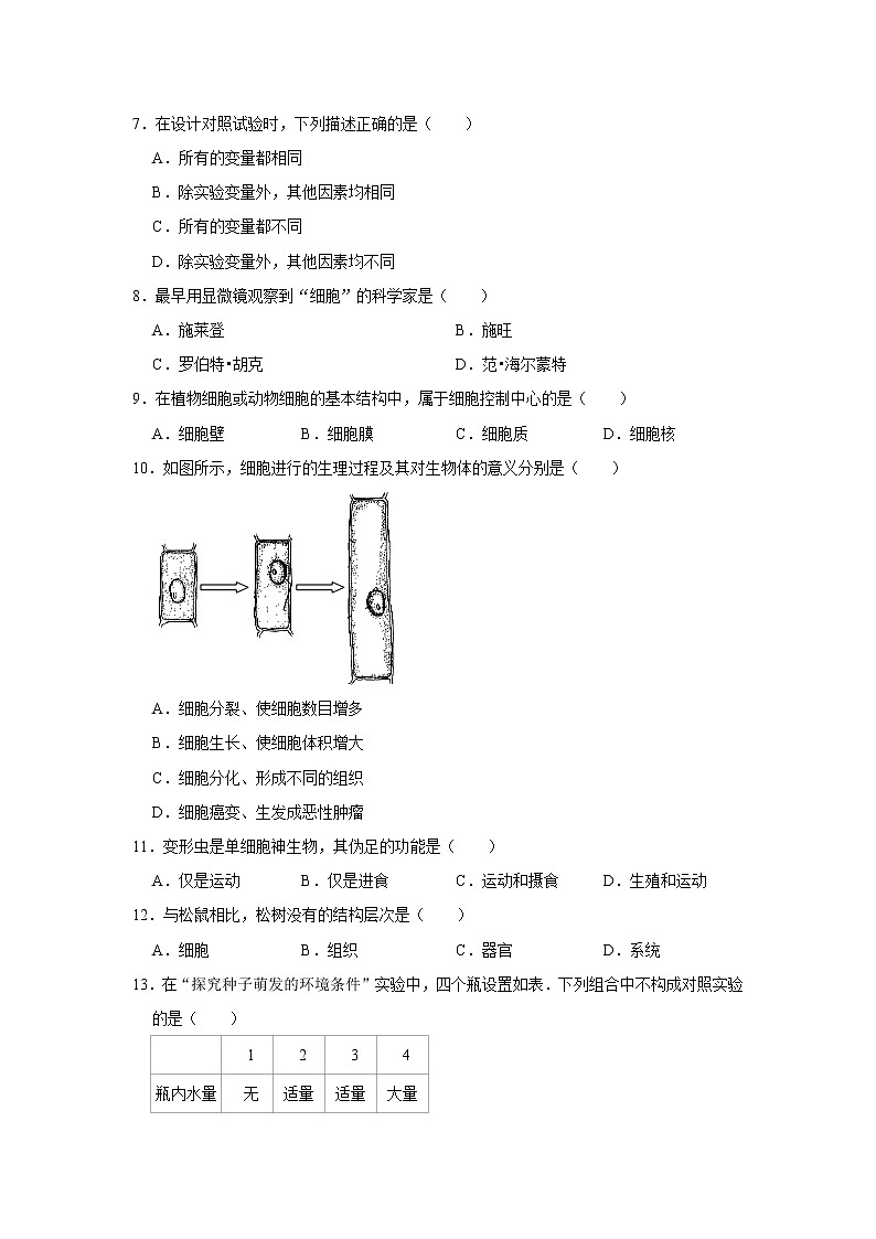 2020-2021学年辽宁省鞍山市七年级（上）期末生物试卷     解析版02