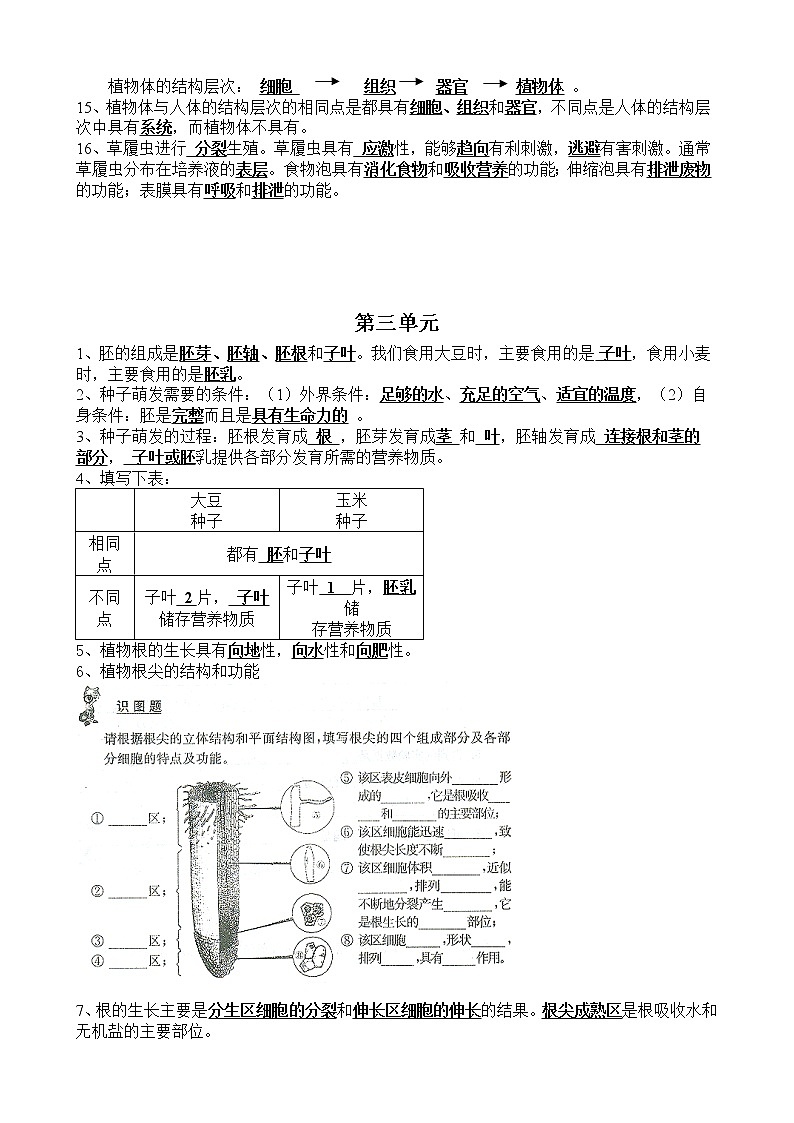 苏教版七年级生物上册知识点汇总03