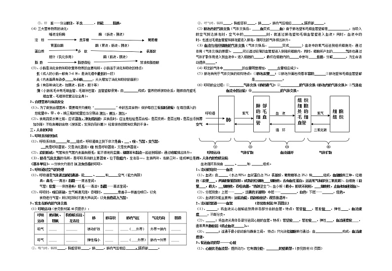 生物七年级下册知识点填空题02