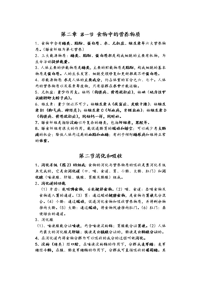 人教版七年级生物下册复习知识点03