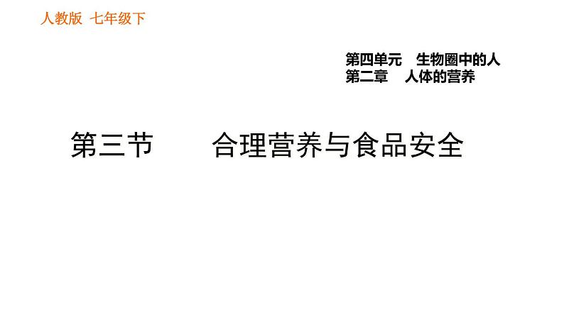 人教版七年级下册生物 4.2.3 合理营养与食品安全 复习课件PPT第1页