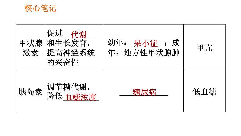 人教版七年级下册生物 4.6.4 激素调节 复习课件PPT05