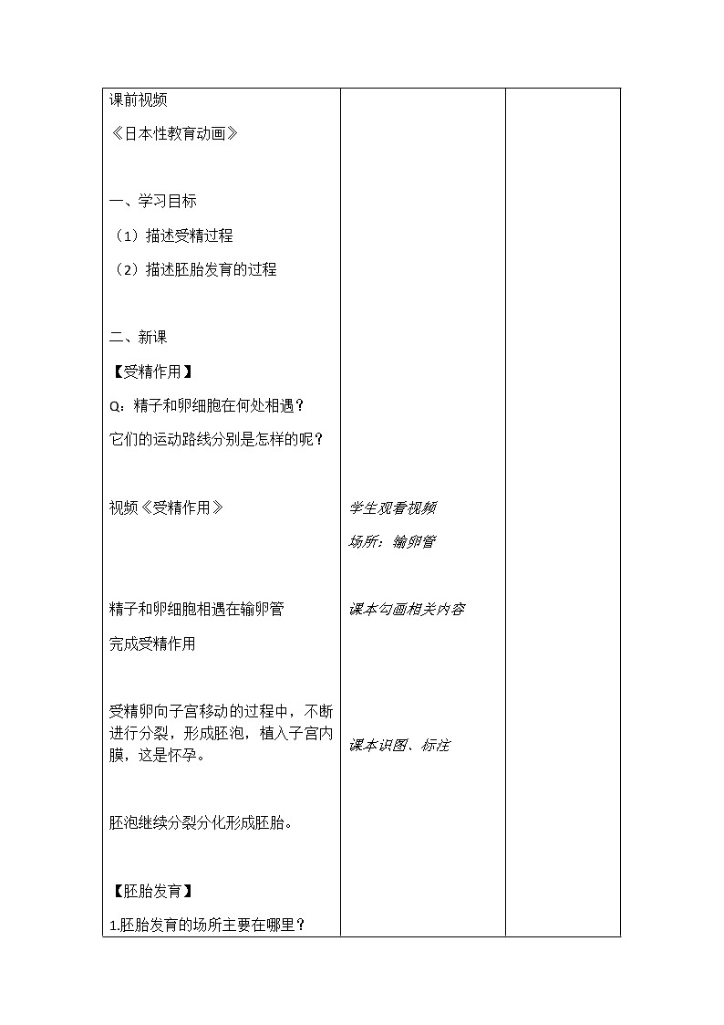 4.1.2《人的生殖》 第二课时 教学设计03