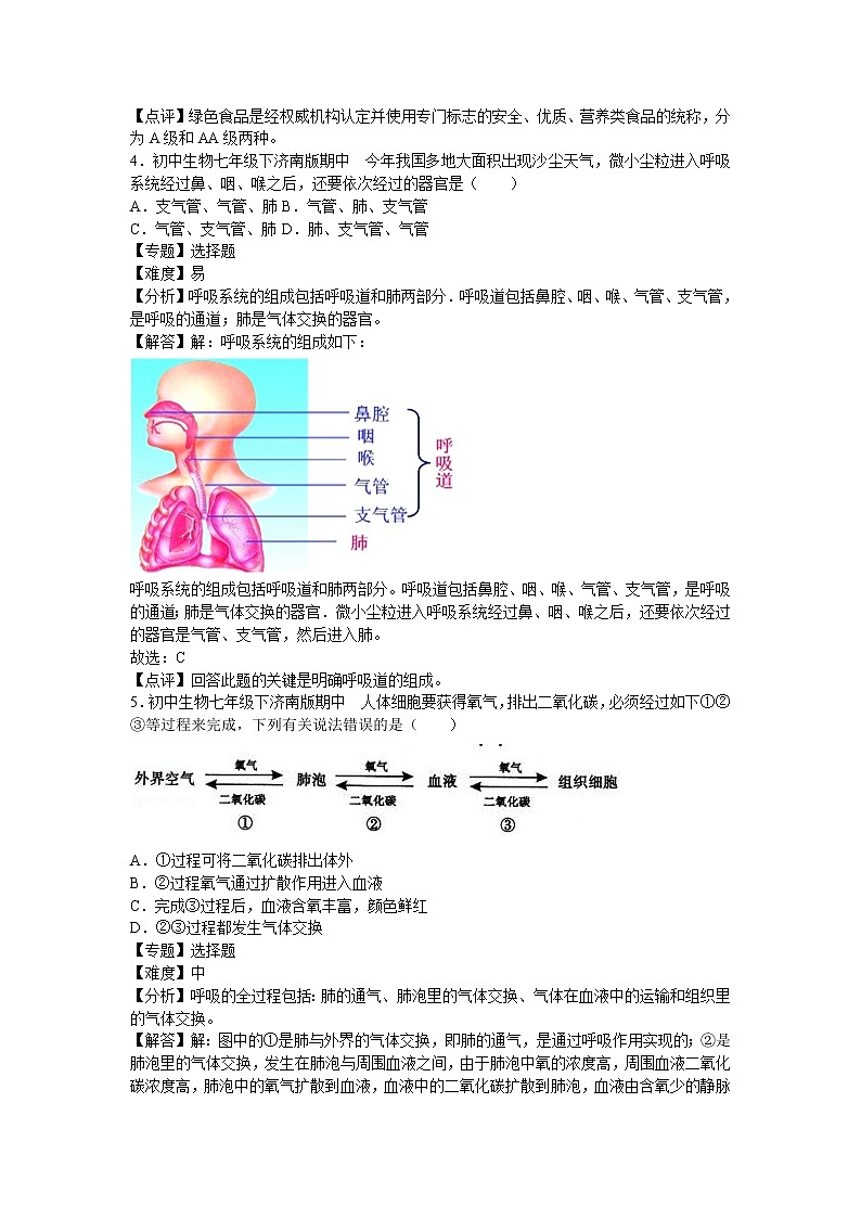 济南版七年级下册生物期中1卷02