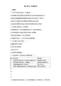 北师大版八年级下册第九单元  生物技术综合与测试同步测试题