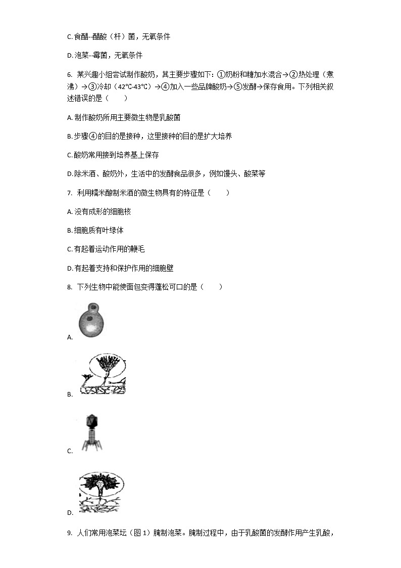 北师大版八年级下册生物第25章第1节 发酵技术 课后习题（带解析）02