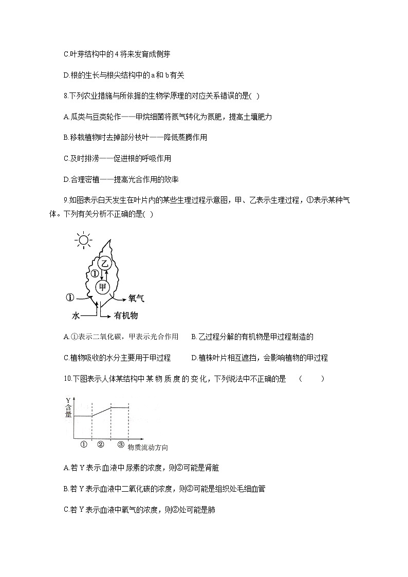 中考生物一轮复习综合检测（二）（有答案）第3页