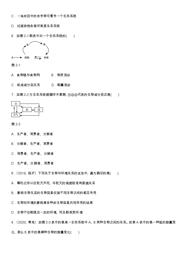 (人教版)中考生物专项二：　生物与环境（含答案） 练习02