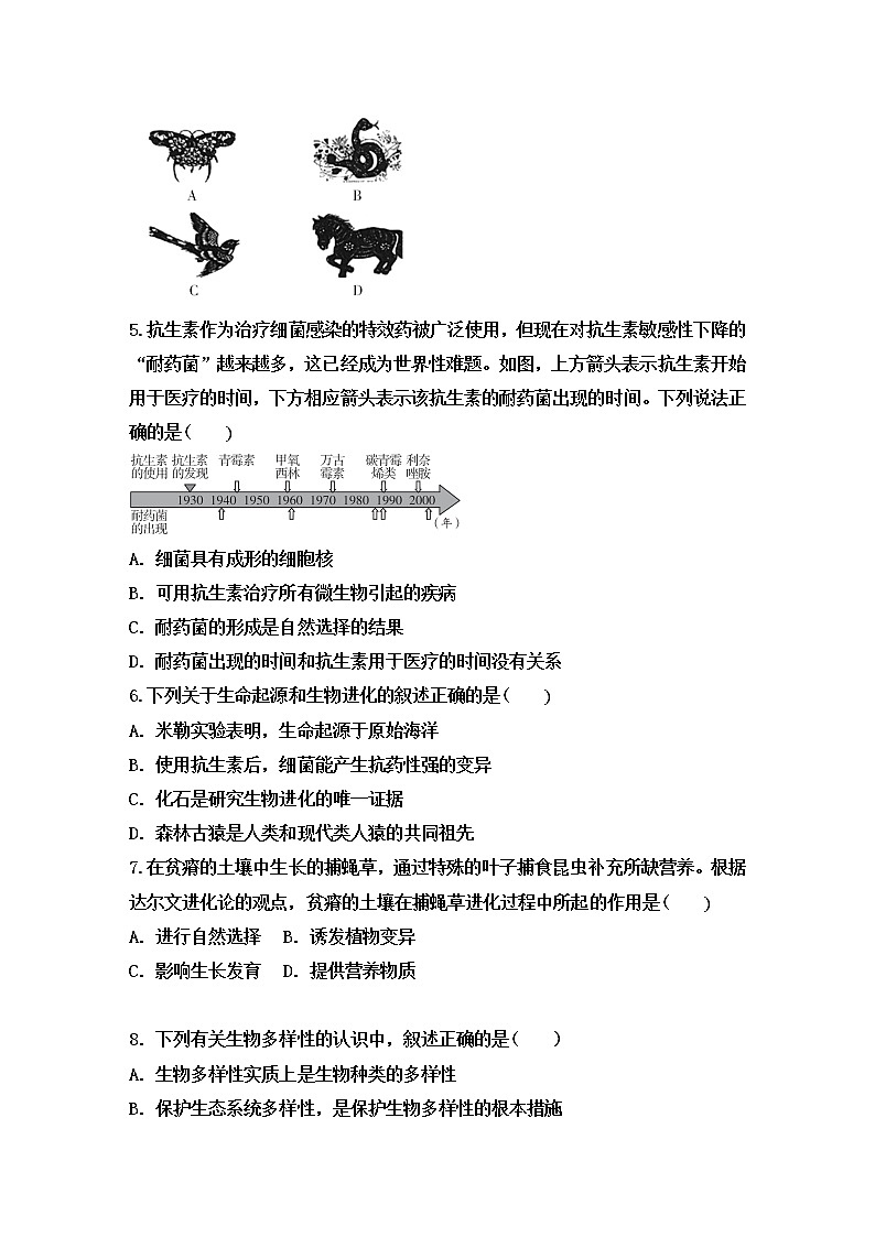 中考生物复习专题训练：生物的多样性含答案第2页