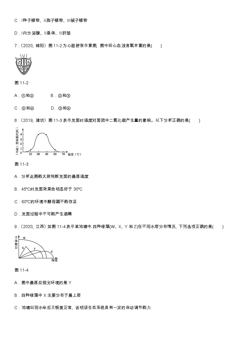 (人教版)中考生物专项十一　图、表、曲线分析及实验探究含答案 练习03
