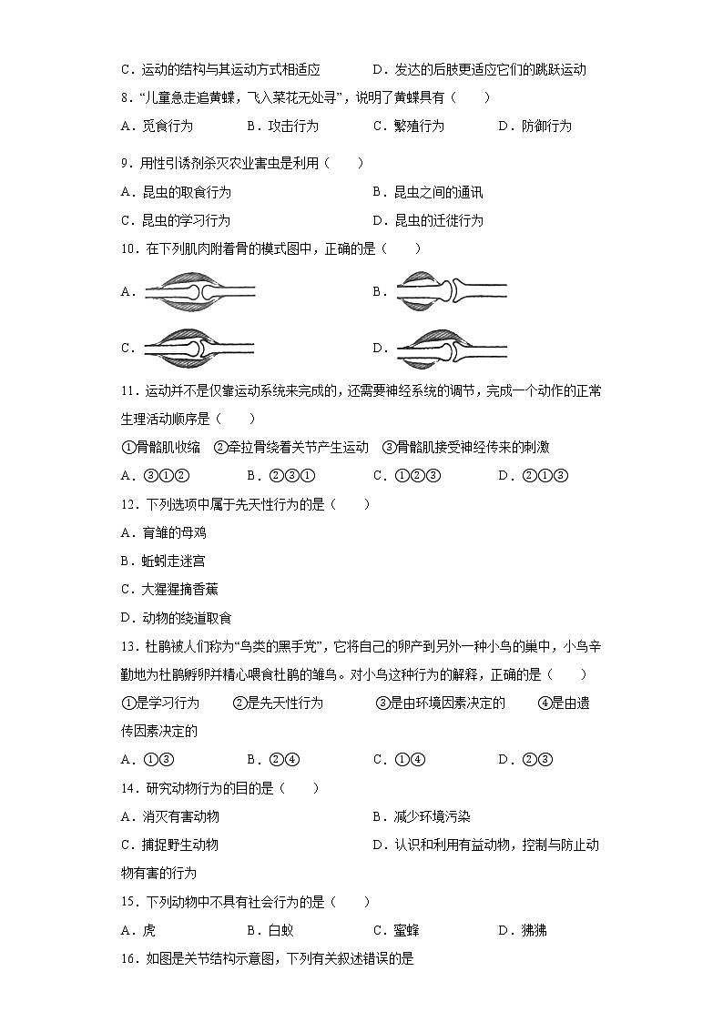 试卷 海南省海口市龙华区2020-2021学年八年级上学期期末生物试题（word版含答案）02