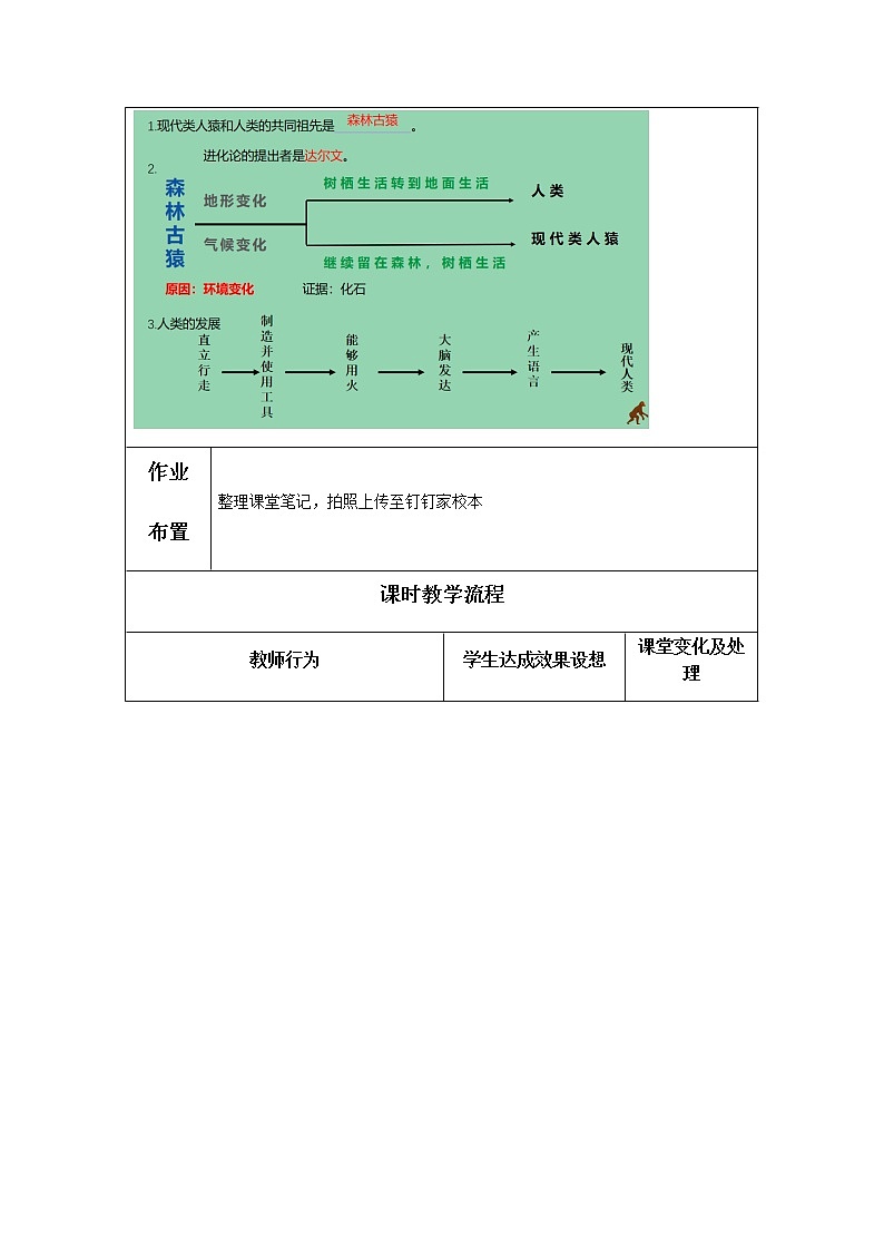 教案 4.1.1《人类的起源和发展》教学设计02