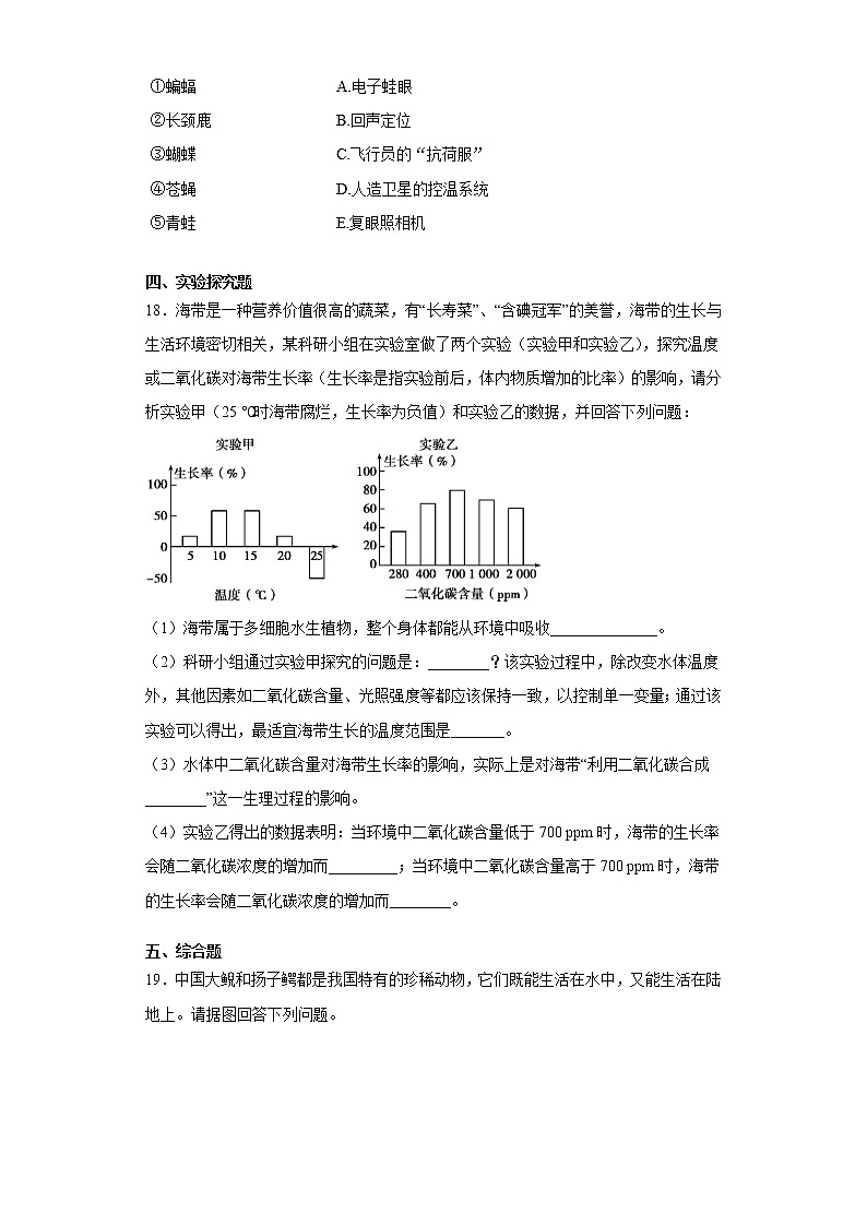 2020-2021学年京改版 八年级下册第十三章《生物的多样性》测试卷（含答案）03