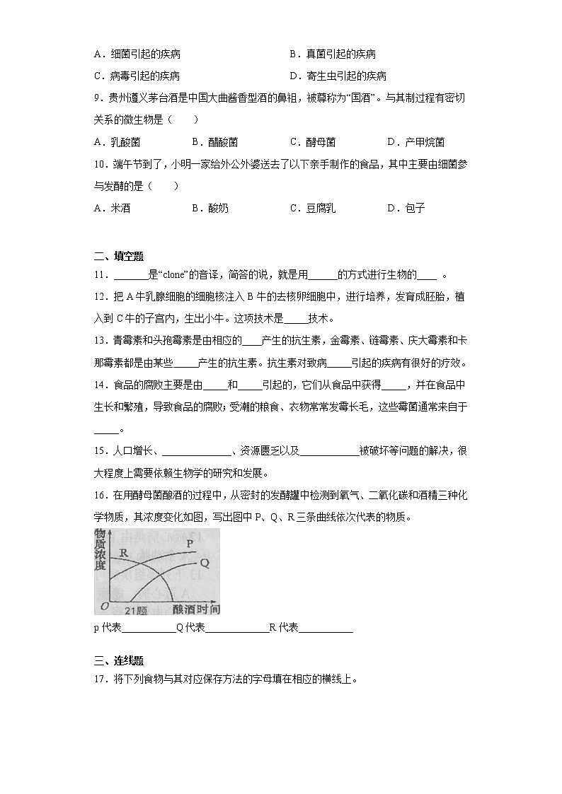 北师大版生物八年级下册 第九单元第25章《生物技术》测试卷（含答案）02