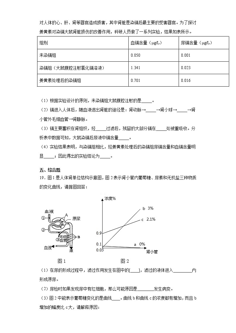 2020-2021学年京改版生物七年级下册第七章 《生物的排泄》测试卷（含答案）03