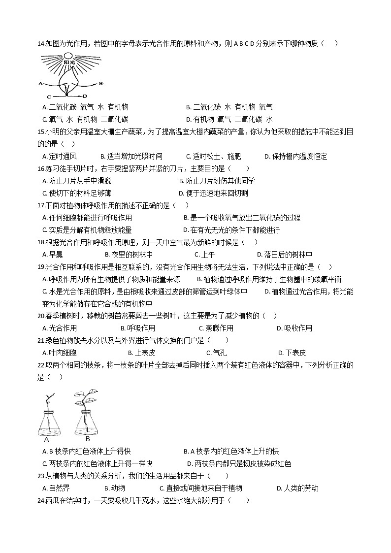 重庆市江津区-学八级上学期生物期中考试试卷（解析版）02
