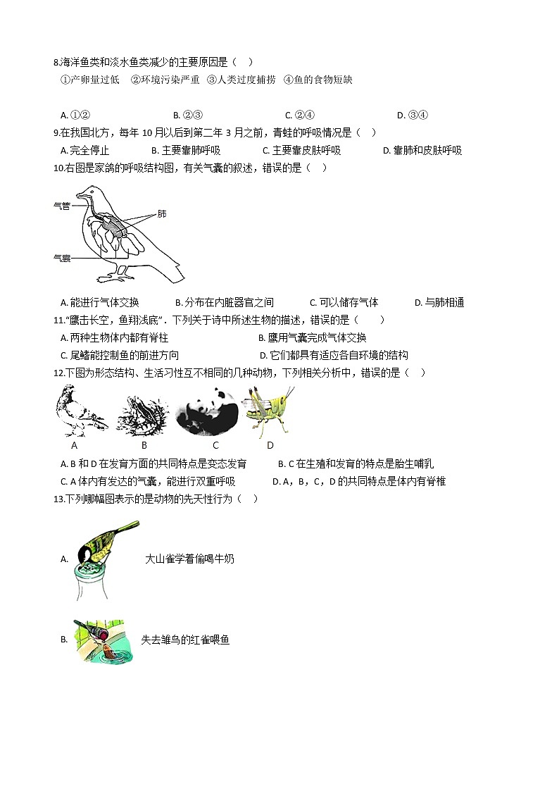 广东省深圳市罗湖区-学八级上学期生物期末考试试卷（解析版）02