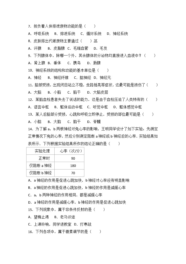 山东省枣庄市峄城区-学七级（下）期末生物试卷（解析版）02