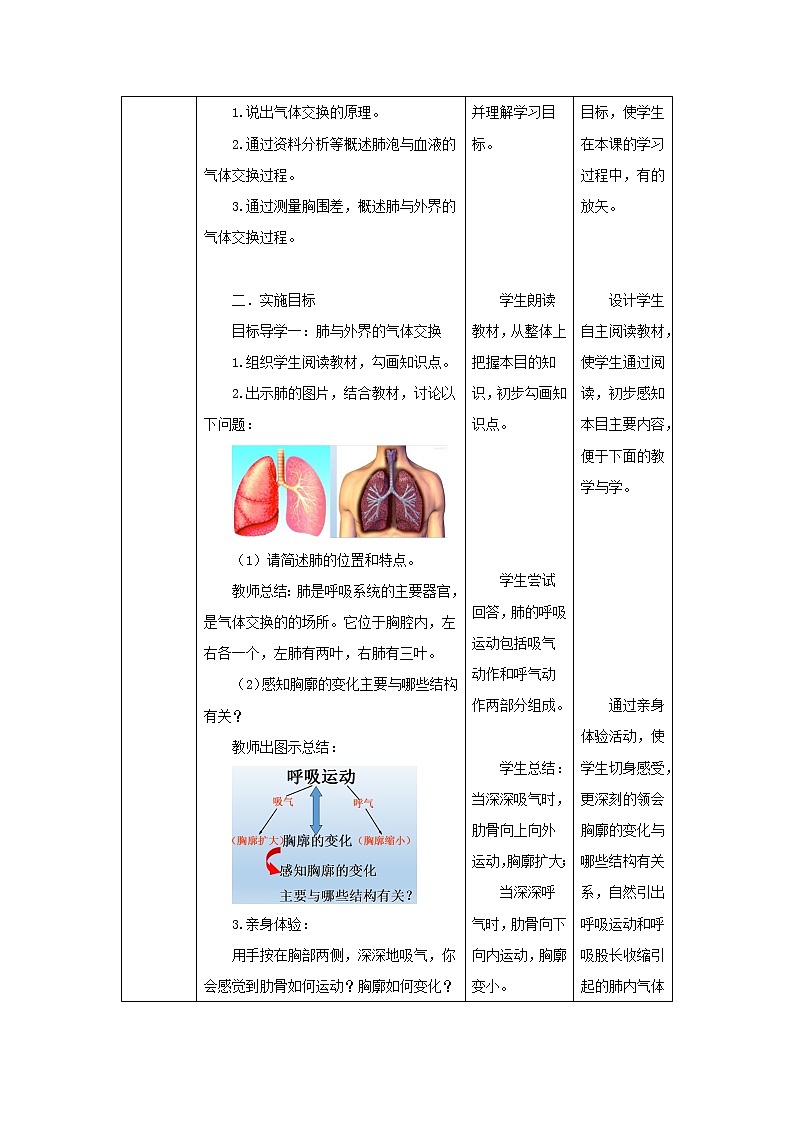 2020--2021学年人教版七年级生物 下册 第四单元 3.2 发生在肺内的气体交换 教案02