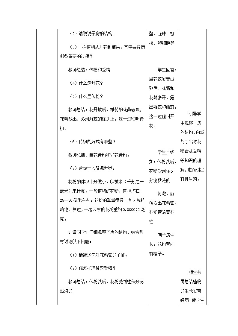 2020--2021学年人教版八年级生物 下册 第七单元 第一章 第一节 植物的生殖 教案03