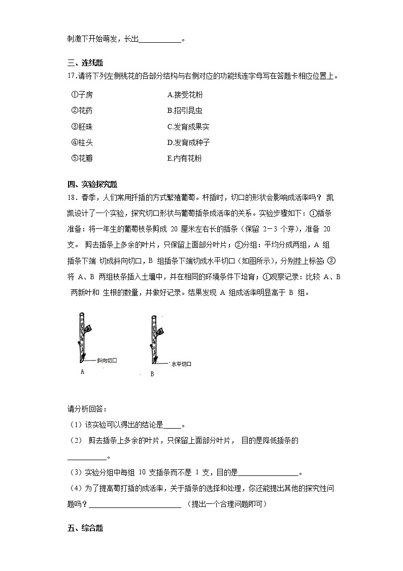 2020-2021学年冀教版八年级下册第六单元 第一章生物的繁殖测试卷（Word版 含答案）03