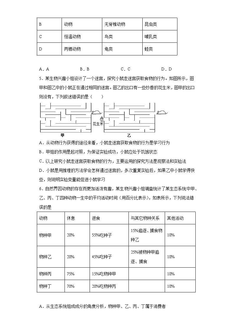山西省晋中市祁县2020-2021学年八年级上学期期末生物试题（word版 含答案）02
