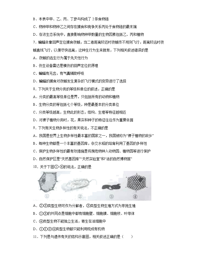 山西省晋中市祁县2020-2021学年八年级上学期期末生物试题（word版 含答案）03