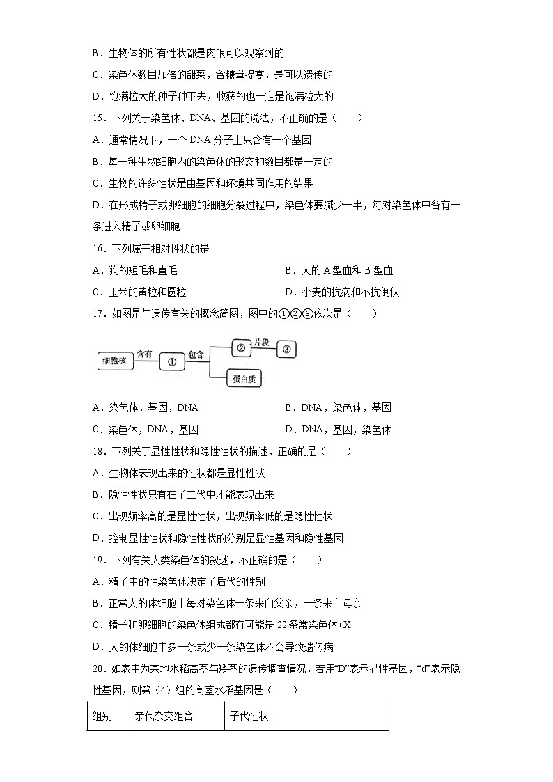 四川省眉山市青神县2020-2021学年八年级上学期期末生物试题（word版 含答案）03