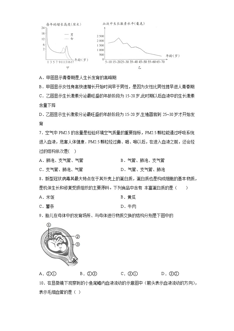 山西省晋中市太谷县2019-2020学年七年级下学期期末生物试题（word版 含答案）第2页
