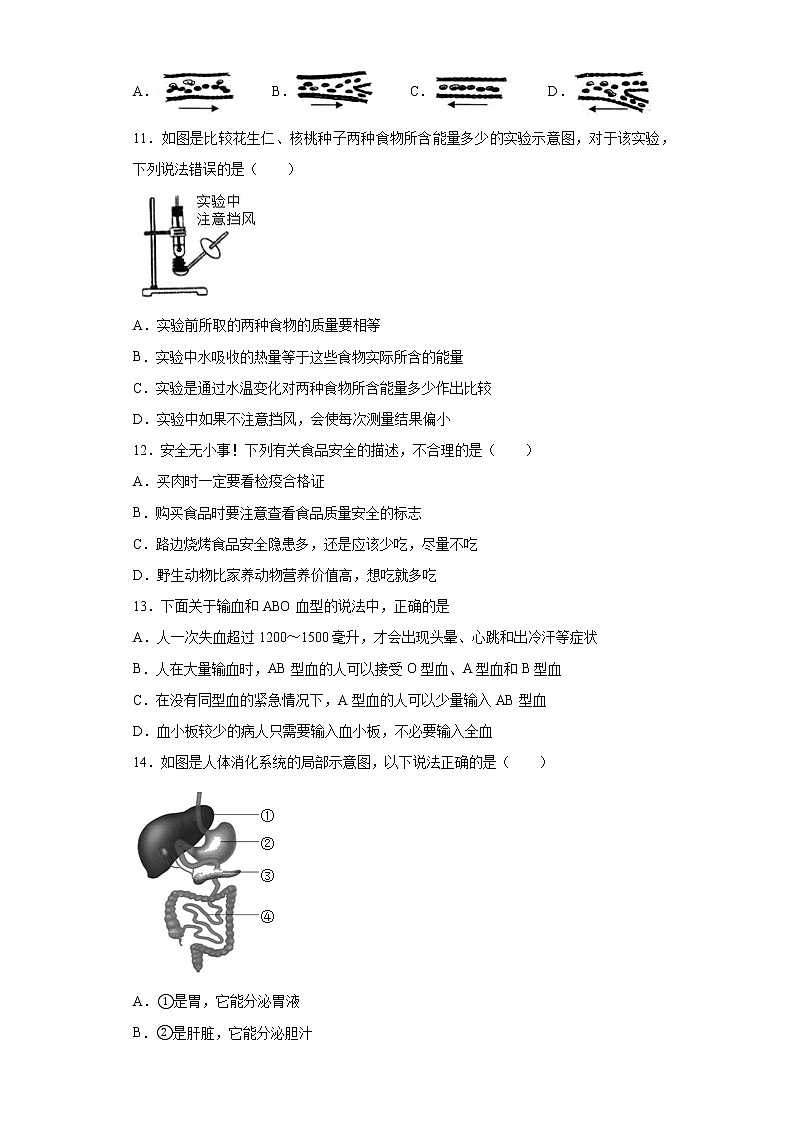 山西省晋中市太谷县2019-2020学年七年级下学期期末生物试题（word版 含答案）第3页