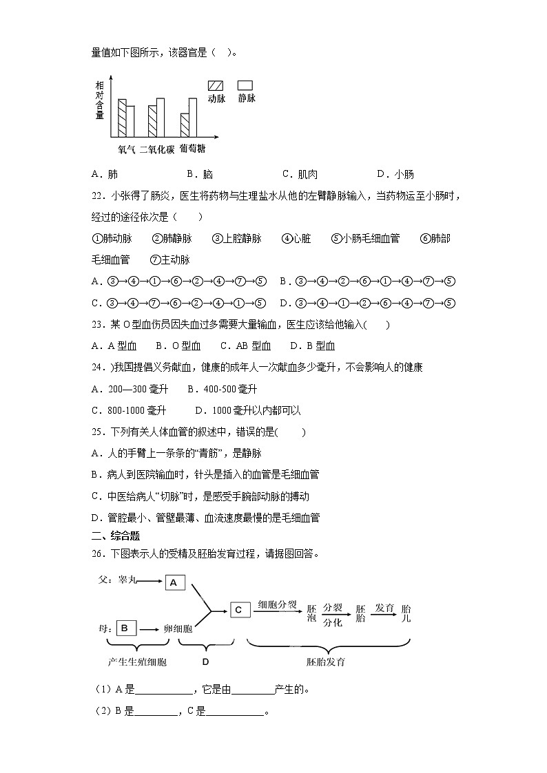 河北省石家庄市2020---2021学年下学期期中考试七年级生物模拟练习B（word版 含答案）03